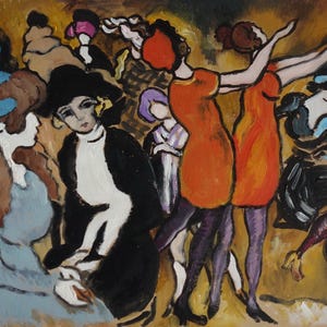 Fine French fauvist, gouache painting – figurative landscape, Signed