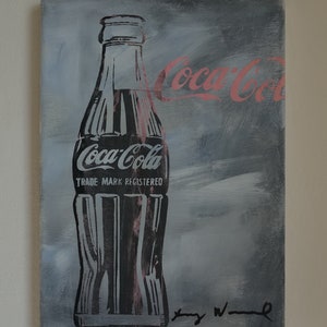 Fine PoP Art mixed media Painting, Coca-Cola bottle, Marked, Signed, Andy Warhol, Rare find