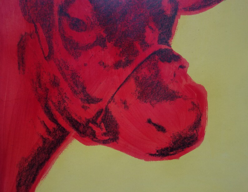 Fine peinture pop art unique vache, signé, Andy Warhol image 7