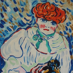 Fine French Expressionist, original oil painting, Modigliani, Lautrec era, Signed
