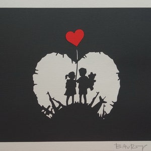 Limited edition Pop Art Graffiti Love silkscreen serigraph, signed, stamped and numbered, Banksy