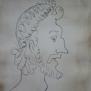 Interesting Fauvist ink drawing - portrait study, Marked, signed, Henri Matisse, after