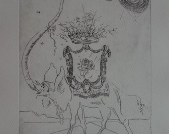 Fine Surreal Limitierte Radierung, Elefant, Salvador Dali, signiert, gestempelt und nummeriert