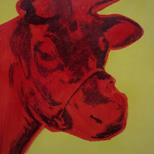 Fine peinture pop art unique vache, signé, Andy Warhol image 8