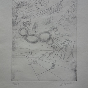 Fine Surreal Limited edition etching, Pegasus, Salvador Dali, signed, stamped and numbered