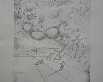 Fine Surreal Limitierte Radierung, Pegasus, Salvador Dali, signiert, gestempelt und nummeriert