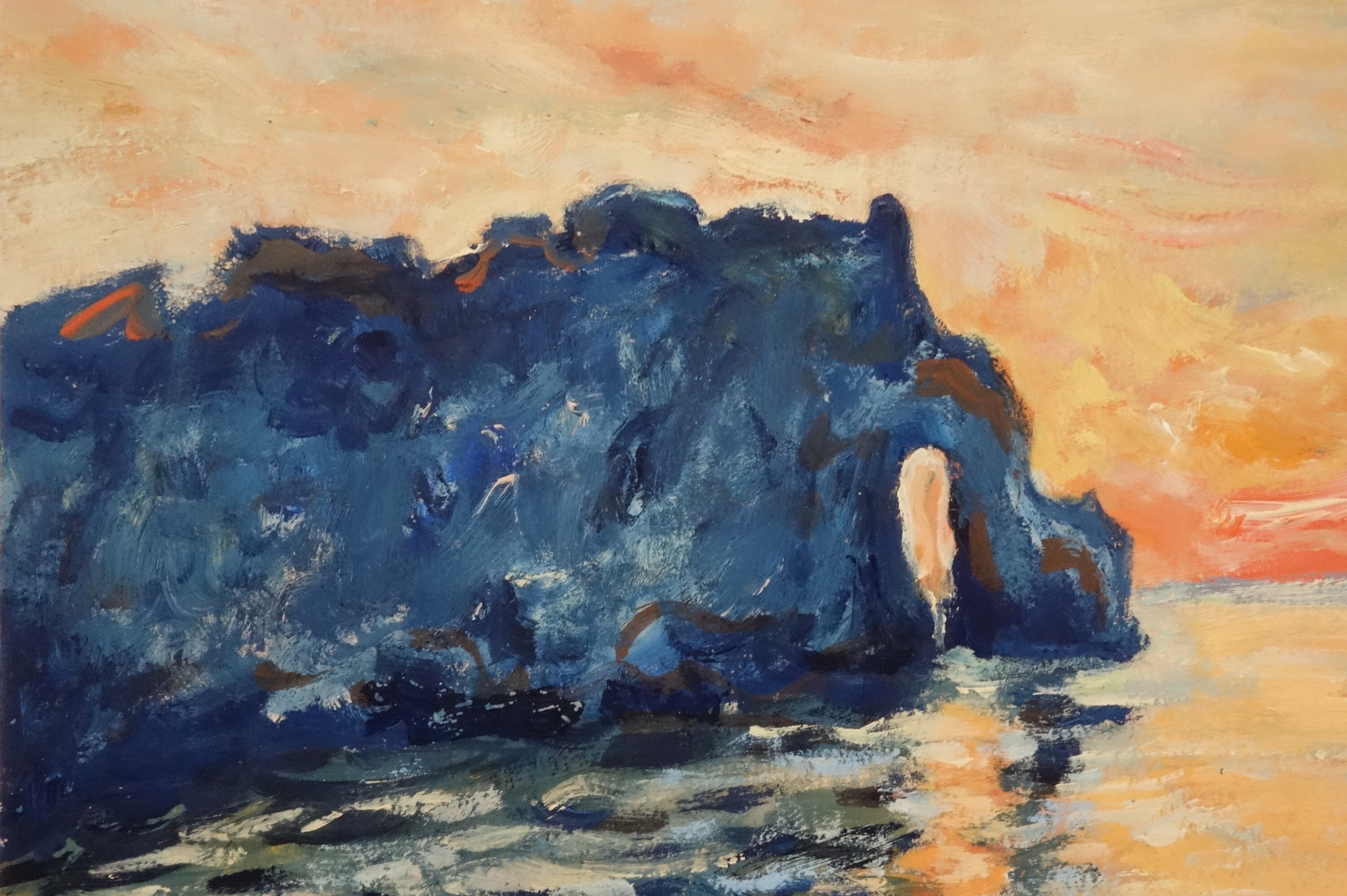美術品、珍しい印象派の絵画 - 海辺の夕日、署名入り、クロード