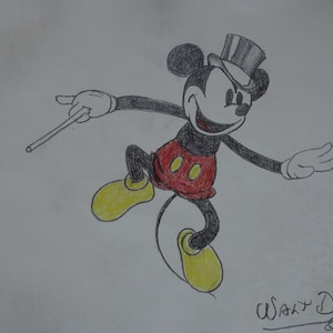 Vintage cartoon Walt Disney Mickey Mouse study, drawing