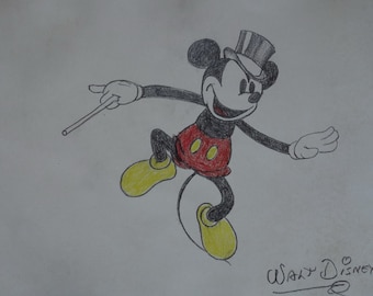 Vintage cartoon Walt Disney Mickey Mouse study, drawing