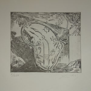 Fine Surreal Limited edition etching, Soft watch, Salvador Dali, signed, stamped and numbered