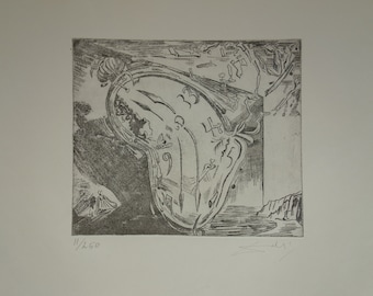 Fine Surreal Limitierte Radierung, Soft Watch, Salvador Dali, signiert, gestempelt und nummeriert