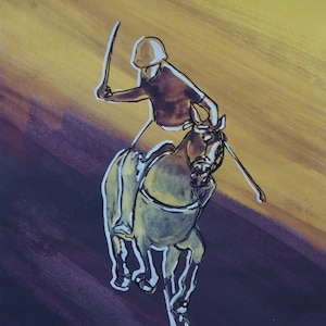 Fine unique Pop Art painting – Polo player, signed, Andy Warhol
