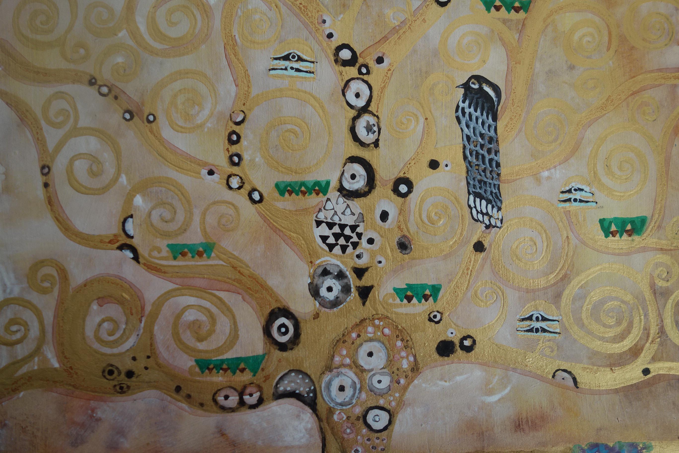 クリムト 絵画 30×40 グスタフ・クリムト「月の下の都市と列車」にインスパイア