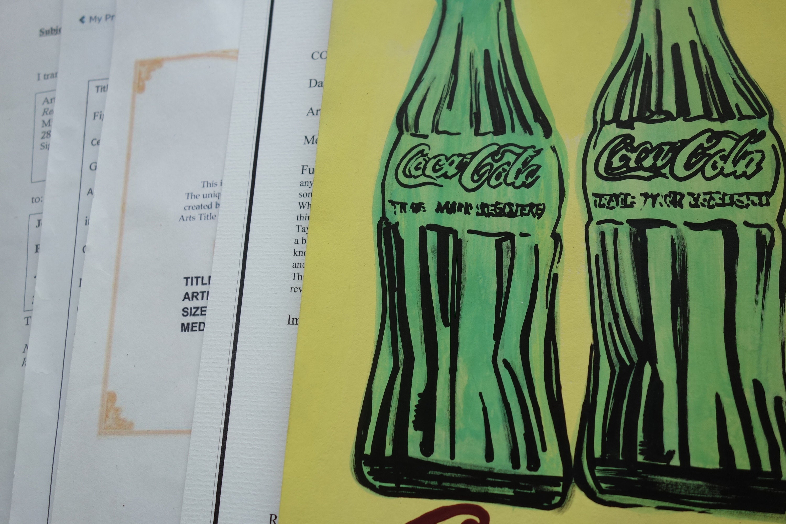 素晴らしいユニークなポップアートの絵画 - コカコーラのボトル
