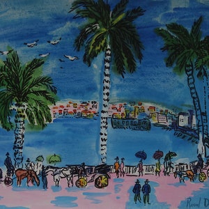 Fine fauvist, gouache painting – French Riviera, Signed, Raoul Dufy, Picasso era