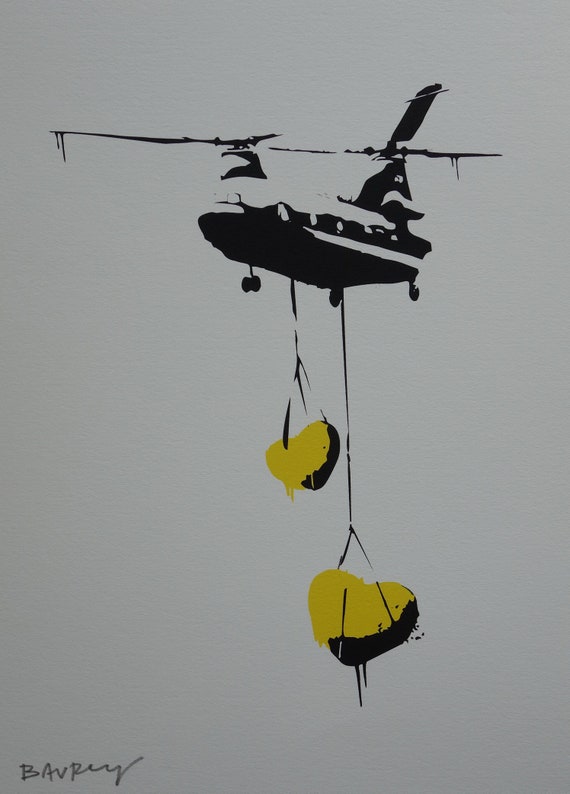 Limited Edition Pop Art Graffiti Helicopter Silkscreen