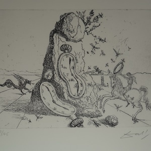Fine Surreal Limited edition etching, Soft watch, Salvador Dali, signed, stamped and numbered