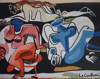 Feine seltene französische kubistische, Gouache-Malerei – Interieur, signiert – Picasso-Ära