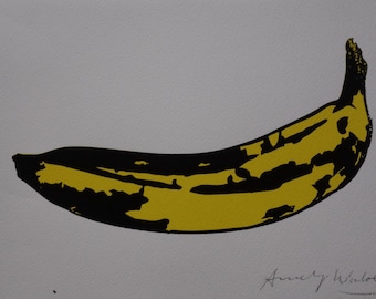 Fine POP ART Serigrafia serigrafica in edizione limitata - banana, Warhol, firmata, timbrata e numerata