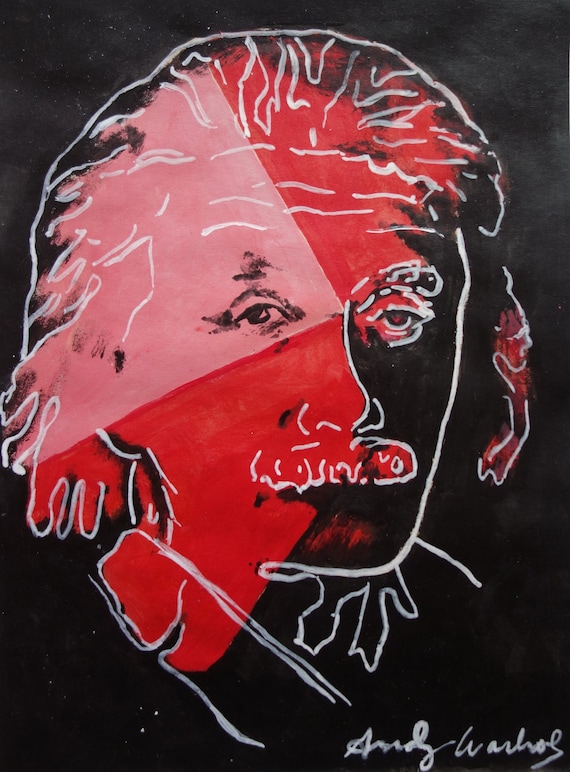 Fine Unique Pop Art Painting – Albert Einstein, Signed, Andy