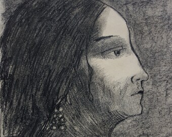 Dessin Original Au Charbon 'Guy In The Chair' Par Pamela Rys - Art Figuratif Expressionniste, 2005