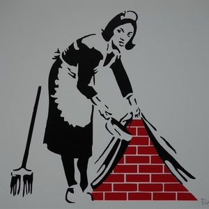 Limited edition Pop Art Graffiti Girl silkscreen serigraph, signed, stamped and numbered, Banksy
