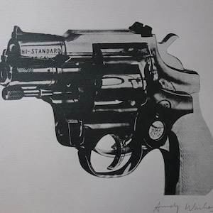 Fine POP ART Limited edition silkscreen serigraph – gun, revolver, Warhol, signed, stamped and numbered