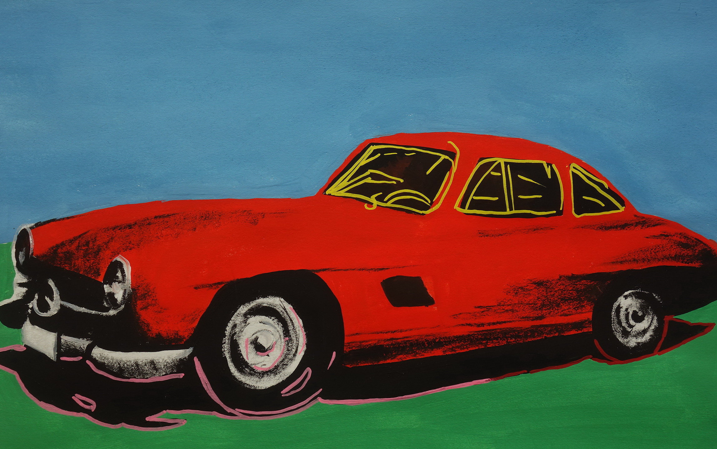 素晴らしいユニークなポップアートの絵画 – 車、署名入り、アンディ
