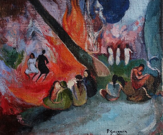 ポール・ゴーギャンによる、マークとサインが入った、タヒチのポスト