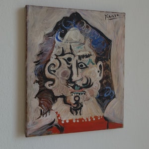 Fine Cubist oil Portrait painting - musketeer, Marked, Signed, Pablo Picasso , Rare find