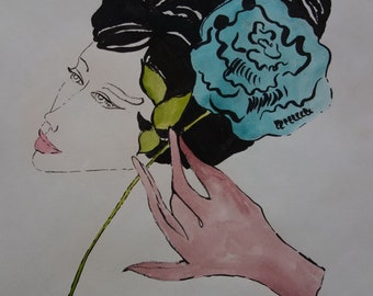 Fine American Pop Art illustration painting, Marked & Signed, Andy Warhol