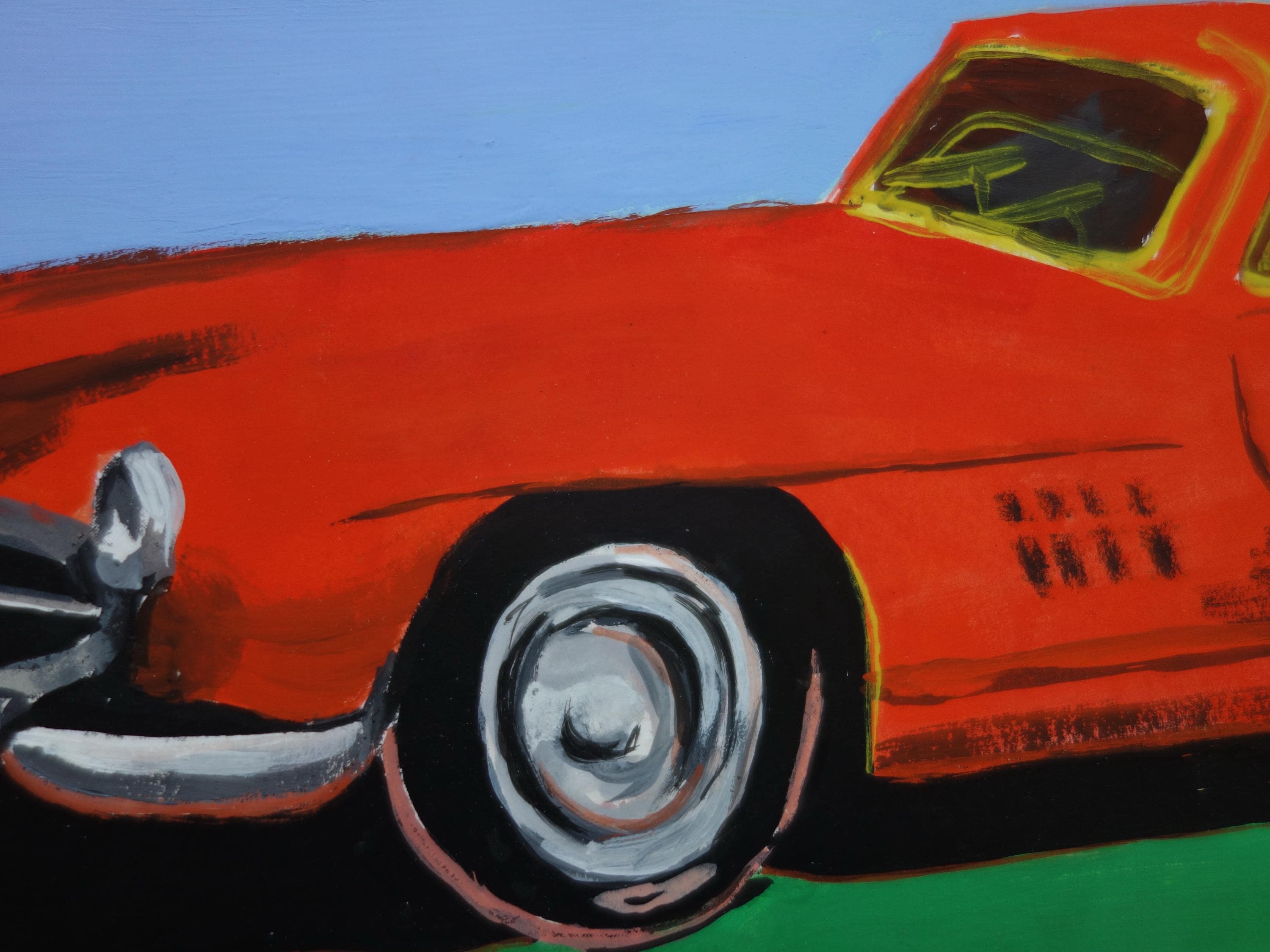 素晴らしいユニークなポップアートの絵画 – 車、署名入り、アンディ