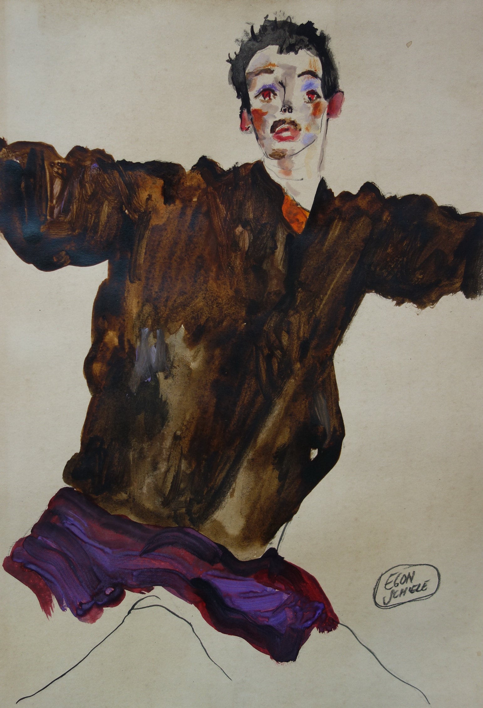 Fine Art, Rare Expresionist Painting – Portrait, Signed, Egon