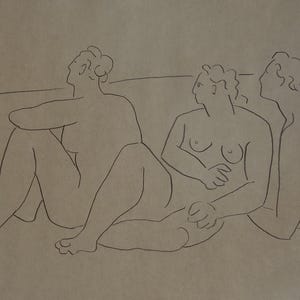 Fine art, Rare Cubist drawing – figures, signed, Pablo Picasso