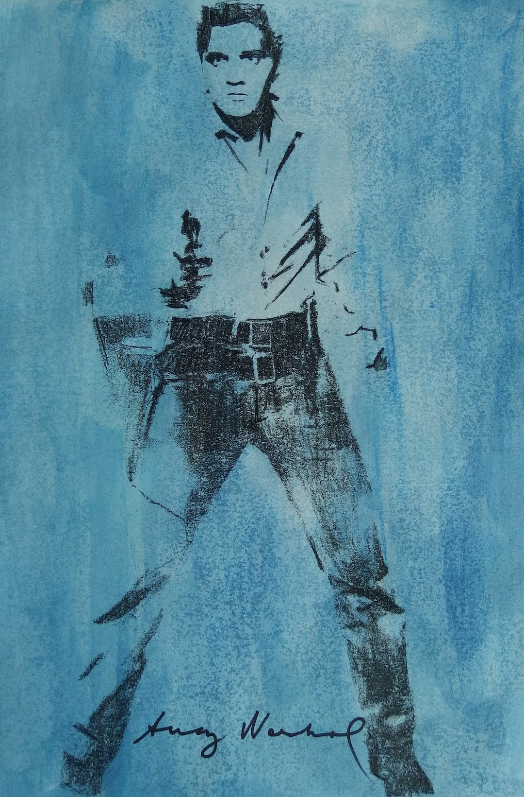 アンディ・ウォーホル フォーエルヴィス 素晴らしいユニークなポップアートの絵画 - エルヴィス、署名入り