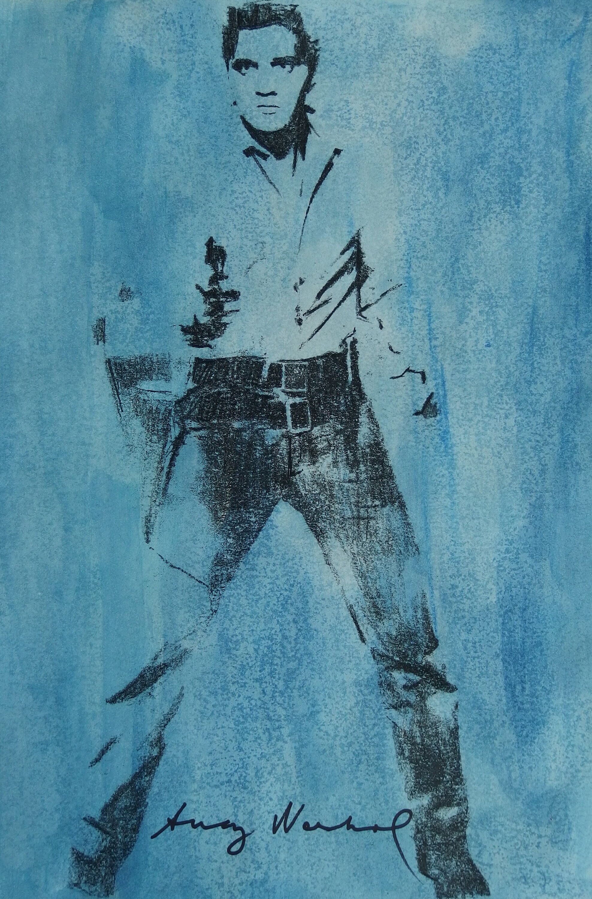 素晴らしいユニークなポップアートの絵画 - エルヴィス、署名入り