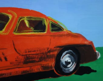 素晴らしいユニークなポップアートの絵画 – 車、署名入り、アンディ