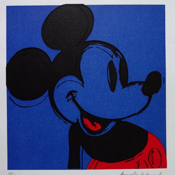 Fine POP ART Mickey Mouse Édition limitée sérigraphe sérigraphie, Warhol, signé, estampillé et numéroté