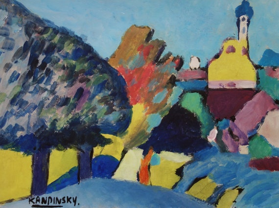 美術品、希少な初期の抽象画 - 風景画、署名入り、ワシリー