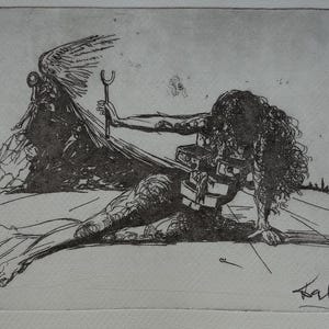 Fine Surreal Limited edition etching, Figure with drawers, Salvador Dali, signed, stamped and numbered