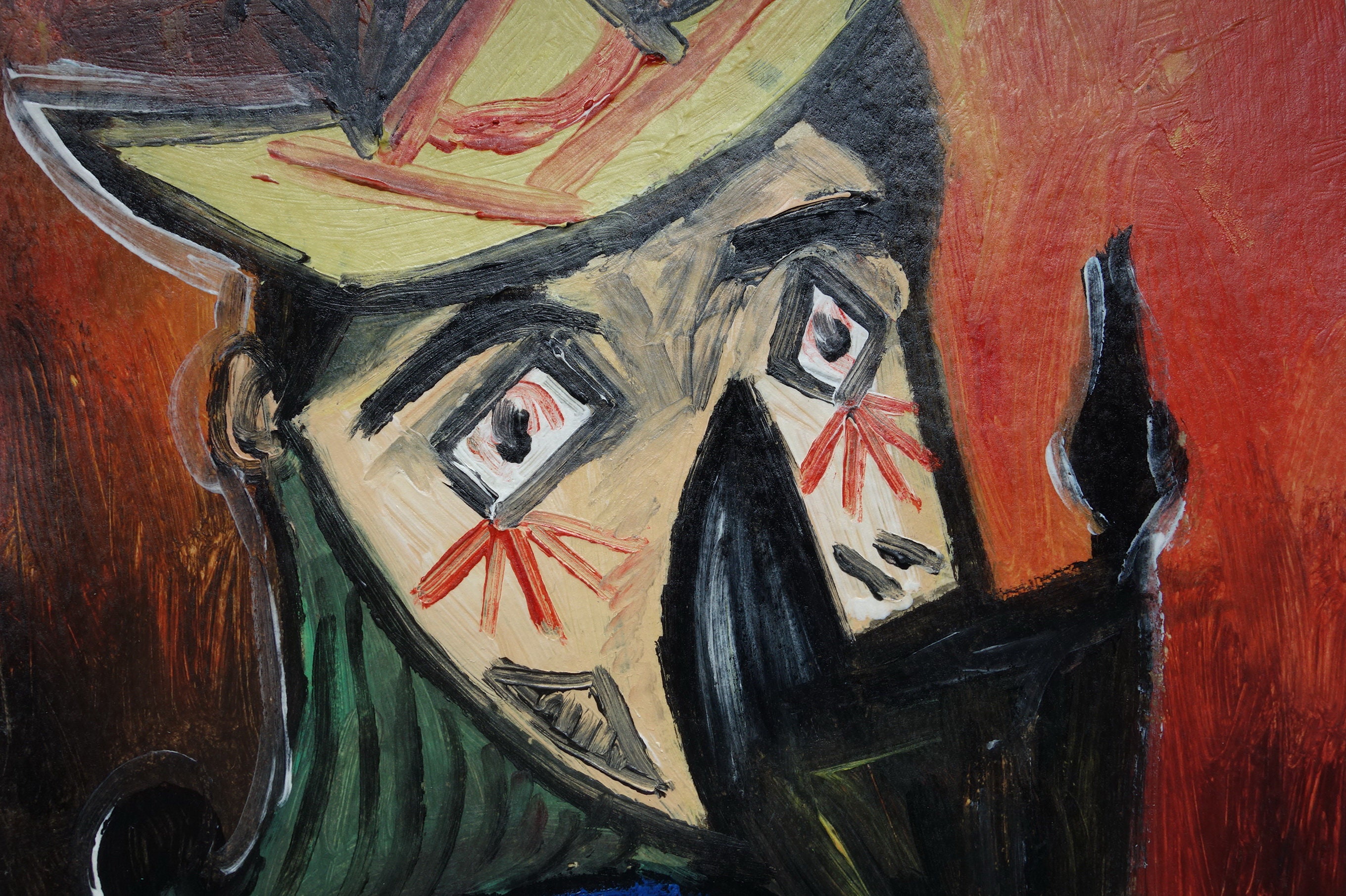 Very Rare Art - Unique Cubist Oil Portrait Painting, Signed
