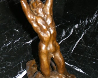 Aanbod zeldzame realistische bronzen sculptuur - Wonderkind, gesigneerd, Auguste Rodin met docs.