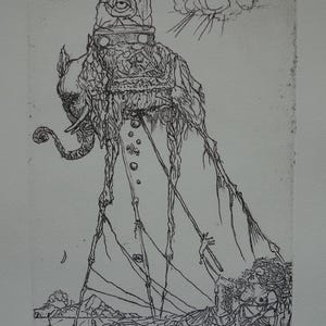Fine Surreal Limited edition etching, Elephant, Salvador Dali, signed, stamped and numbered