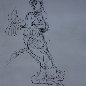 Fine early Expressionist, ink painting – woman, Signed, Henri de Toulouse Lautrec