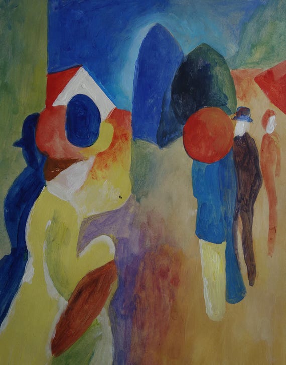 ドイツの希少な具象抽象画 - 風景、署名入り、--- カンディンスキー