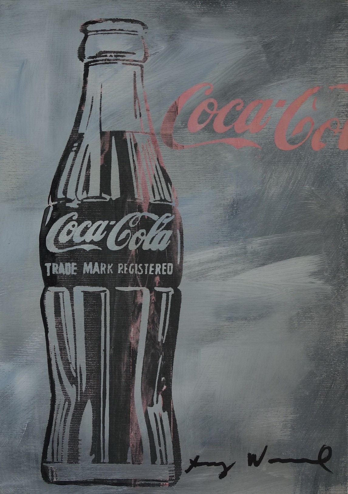 Fine Unique Pop Art Painting Coca-cola Bottles, Signed, Andy Warhol 