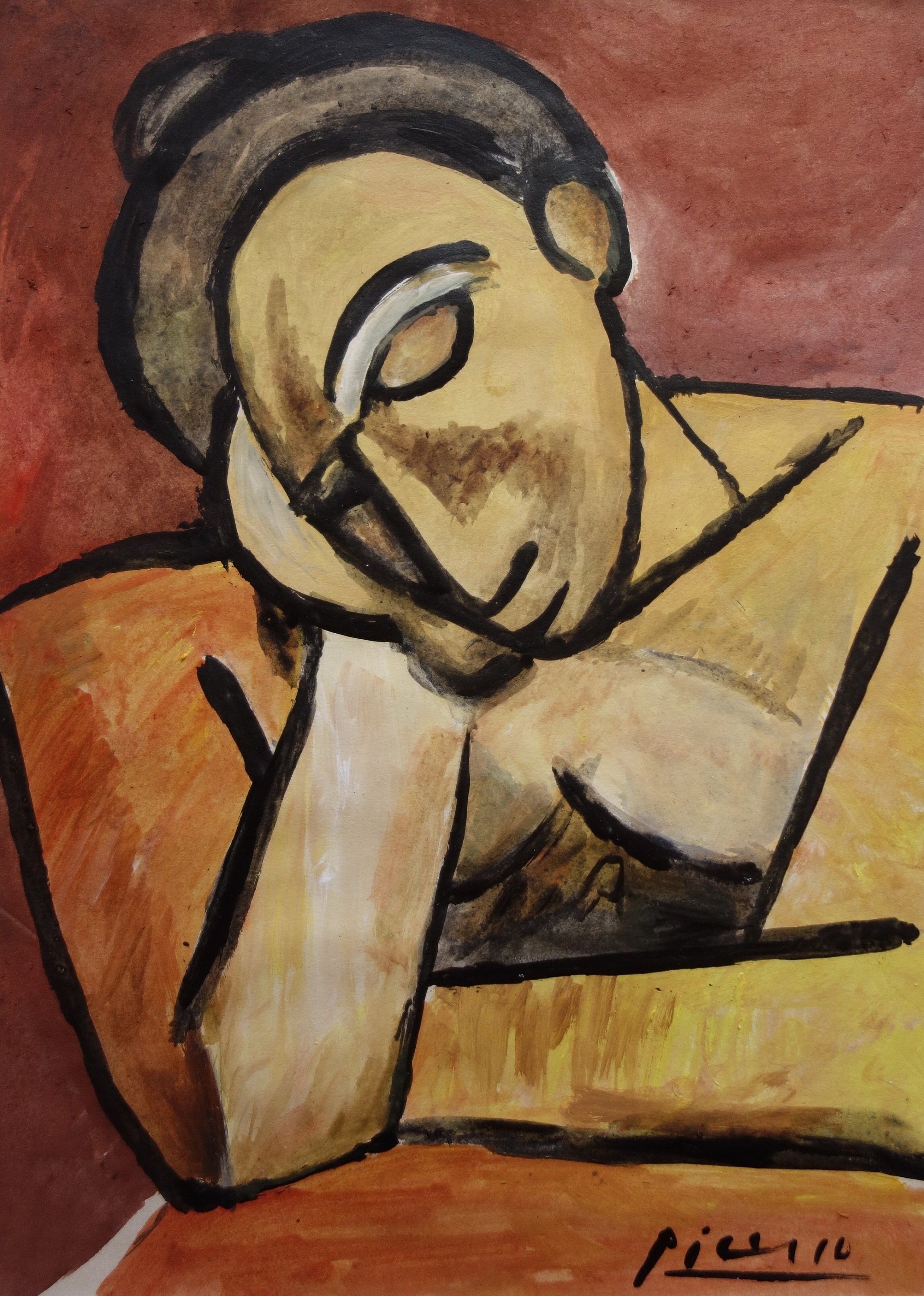 Fine Art, Rare Cubist Painting – Portrait of a Woman, Signed