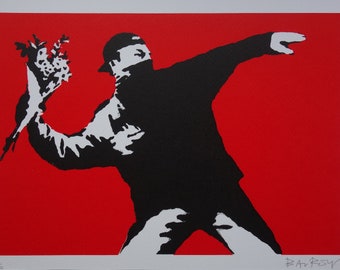 Limited edition Pop Art Graffiti Rebel silkscreen serigraph, signed, stamped and numbered, Banksy
