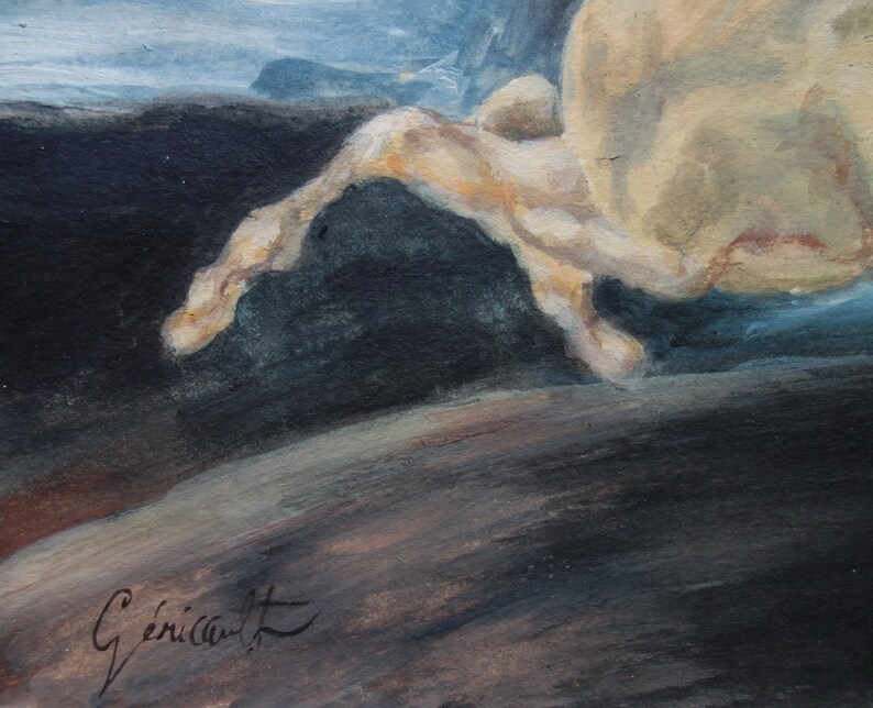 horse Old master Turner Goya era Signed French Romantic school unique gouache and oil painting