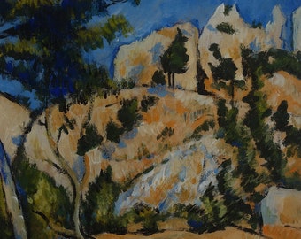 Peinture à l'huile de paysage impressionniste, marquée et signée, Cézanne, trouvaille rare